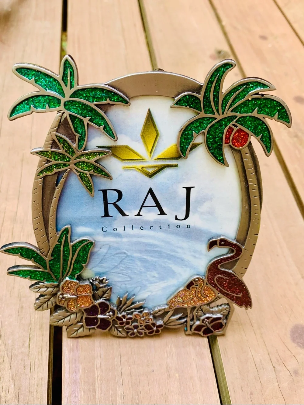 Raj Glitter Tropical Palm Photo Frame - Green, pink, silver